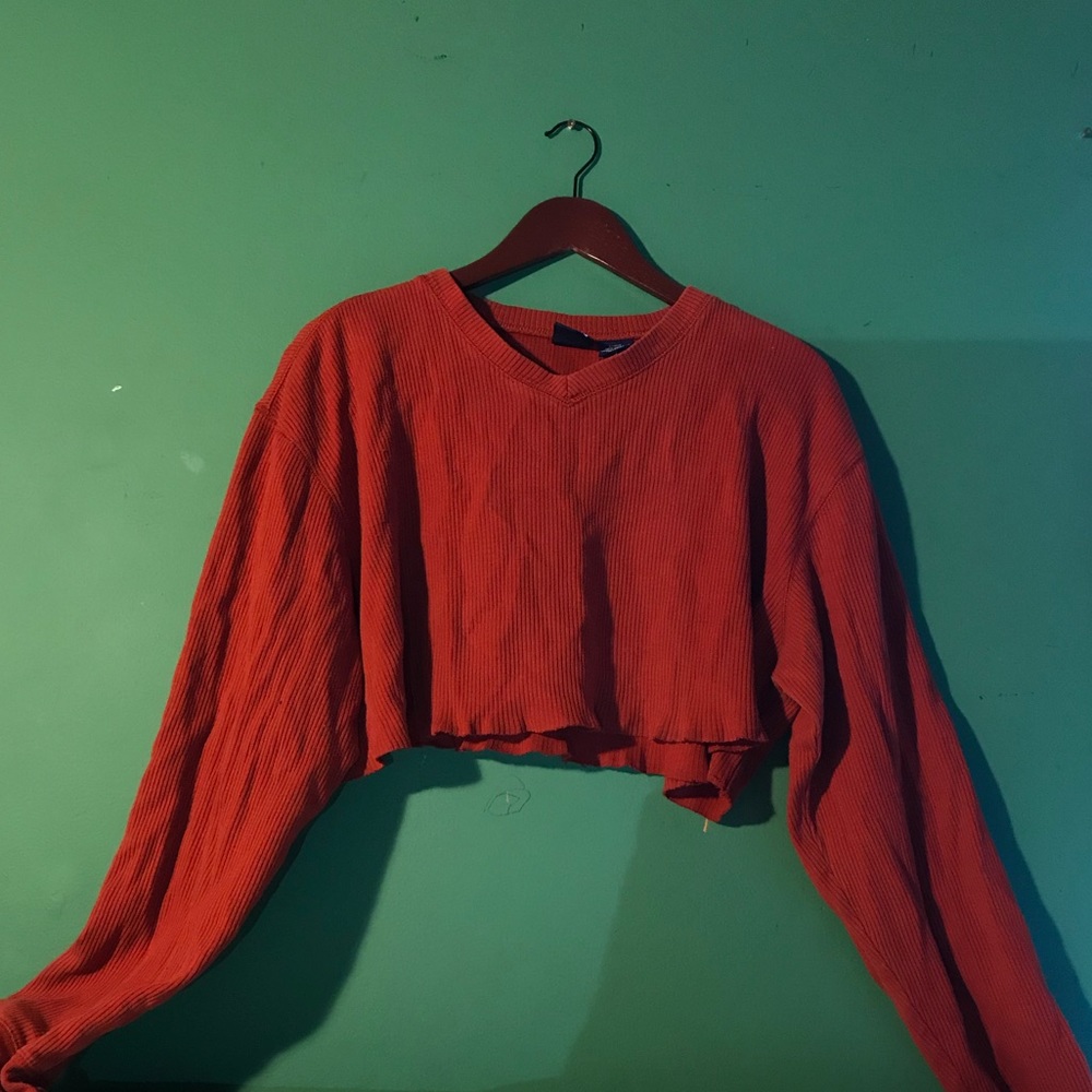 Red super cropped sweater